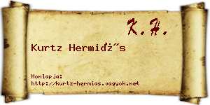 Kurtz Hermiás névjegykártya